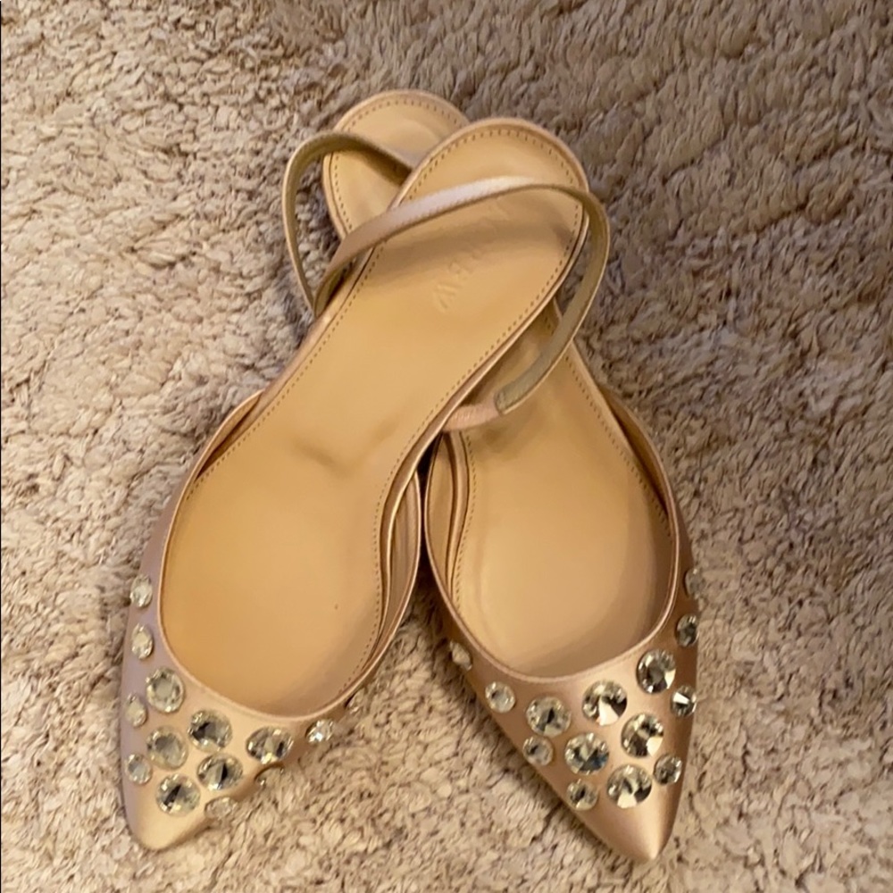 J Crew Embellished Blossom Slingback Flats